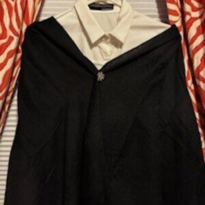 Black Pashmina Shawl/Wrap in wool/casmere/cotton blend, wear over the shoulder.